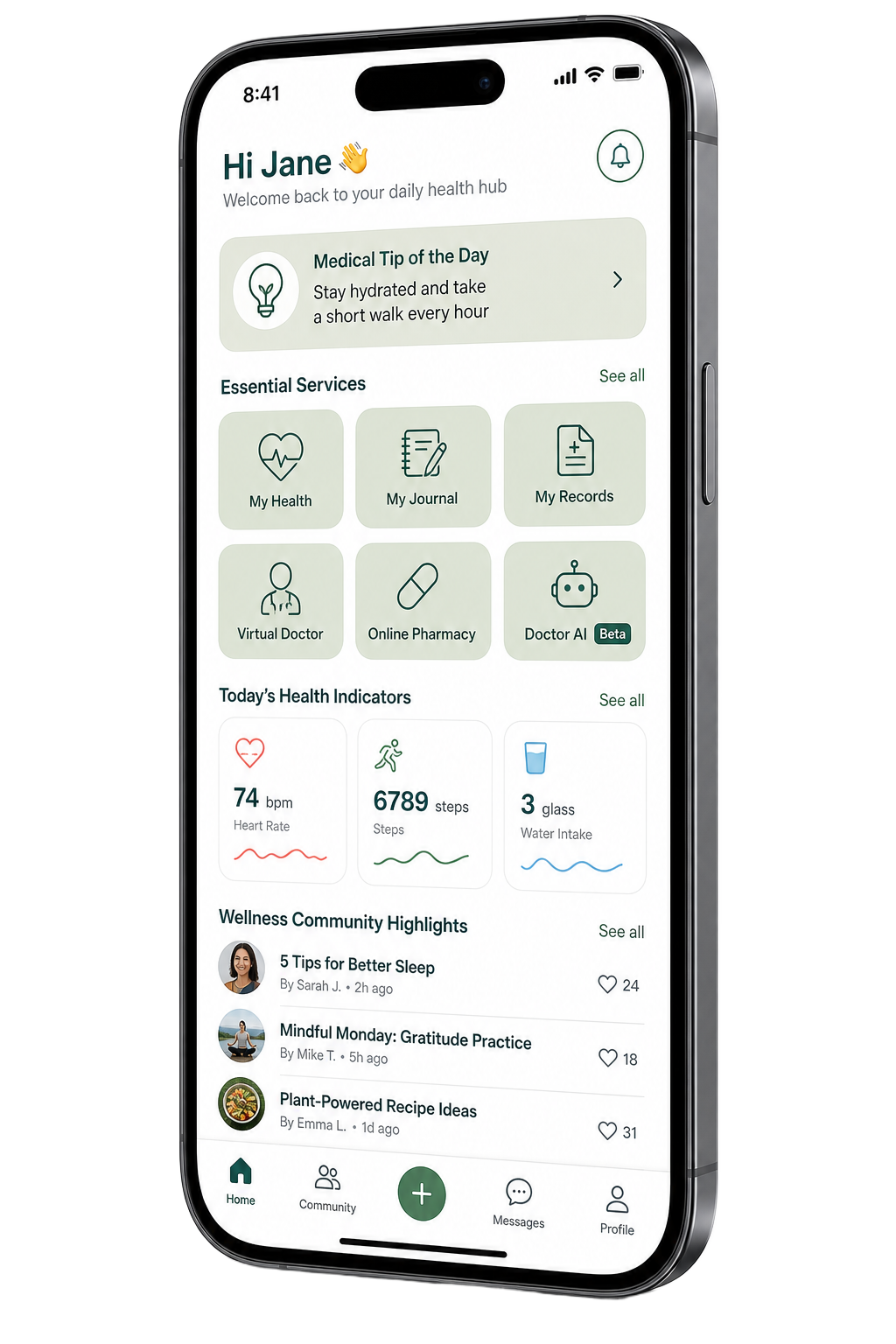 Essence Health daily health hub mobile app